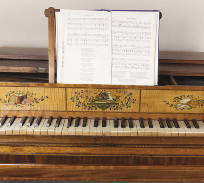 While this piano at House of Dun is sadly currently too fragile to be played, a visit could be enhanced by playing a recording of the music on the stand.
