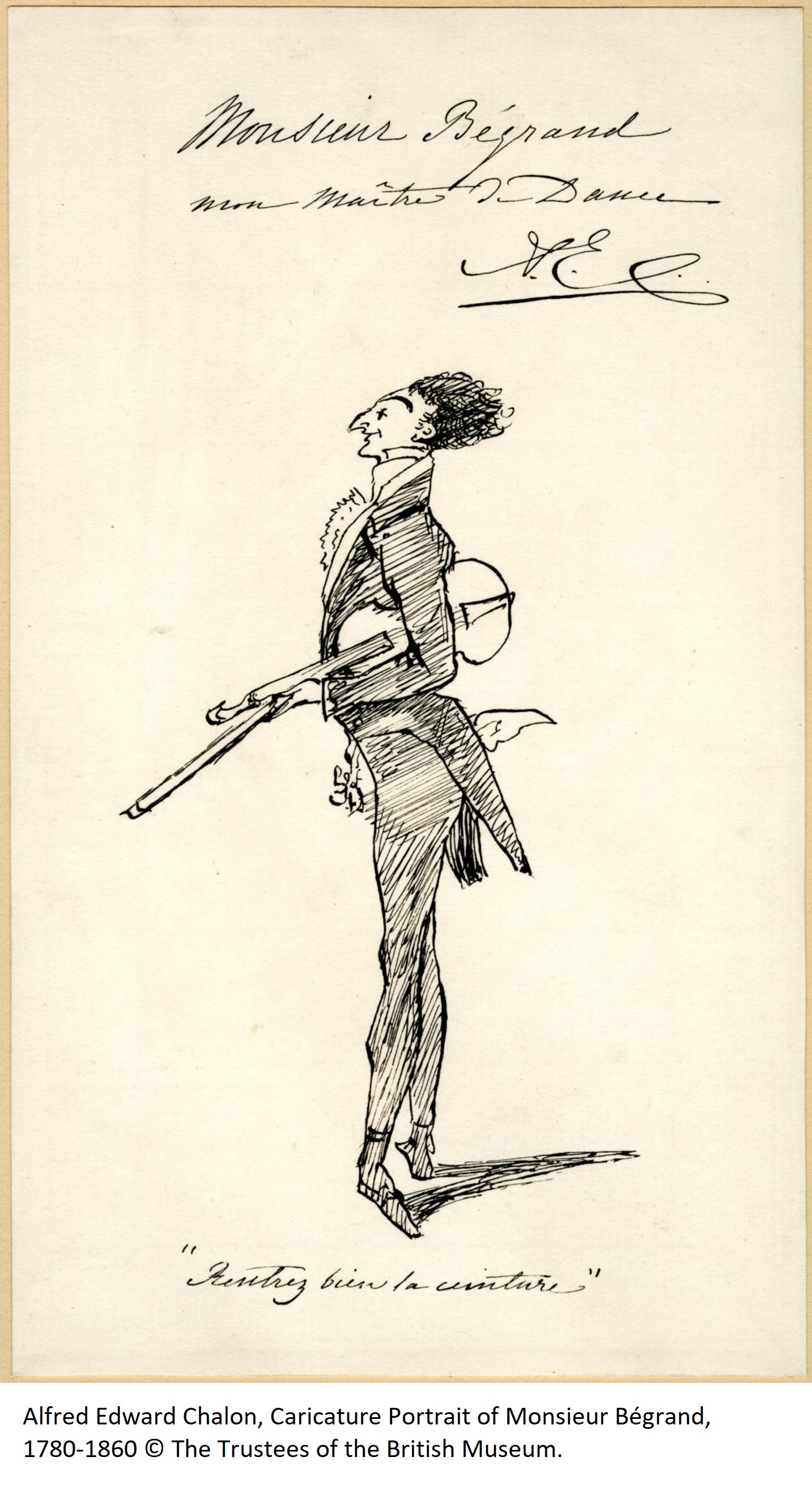 Alfred Edward Chalon, Caricature Portrait of Monsieur Bégrand, 1780-1860 © The Trustees of the British Museum. 