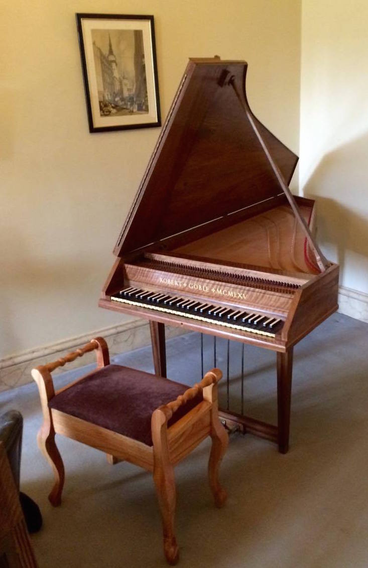 Goble harpsichord with stool at Mottisfont in the Boy's Room