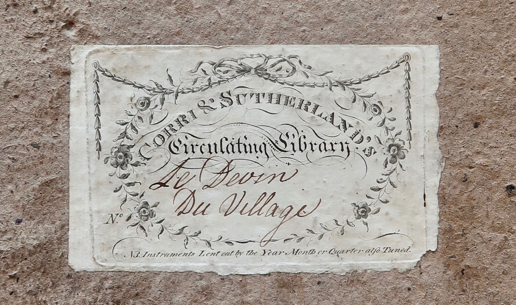 Label for Corri & Sutherland's Circulating Library