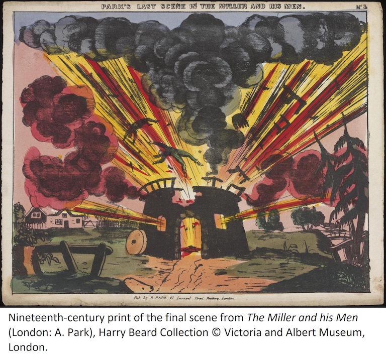 Nineteenth-century print of the final scene from The Miller and his Men (London: A. Park), Harry Beard Collection © Victoria and Albert Museum, London.