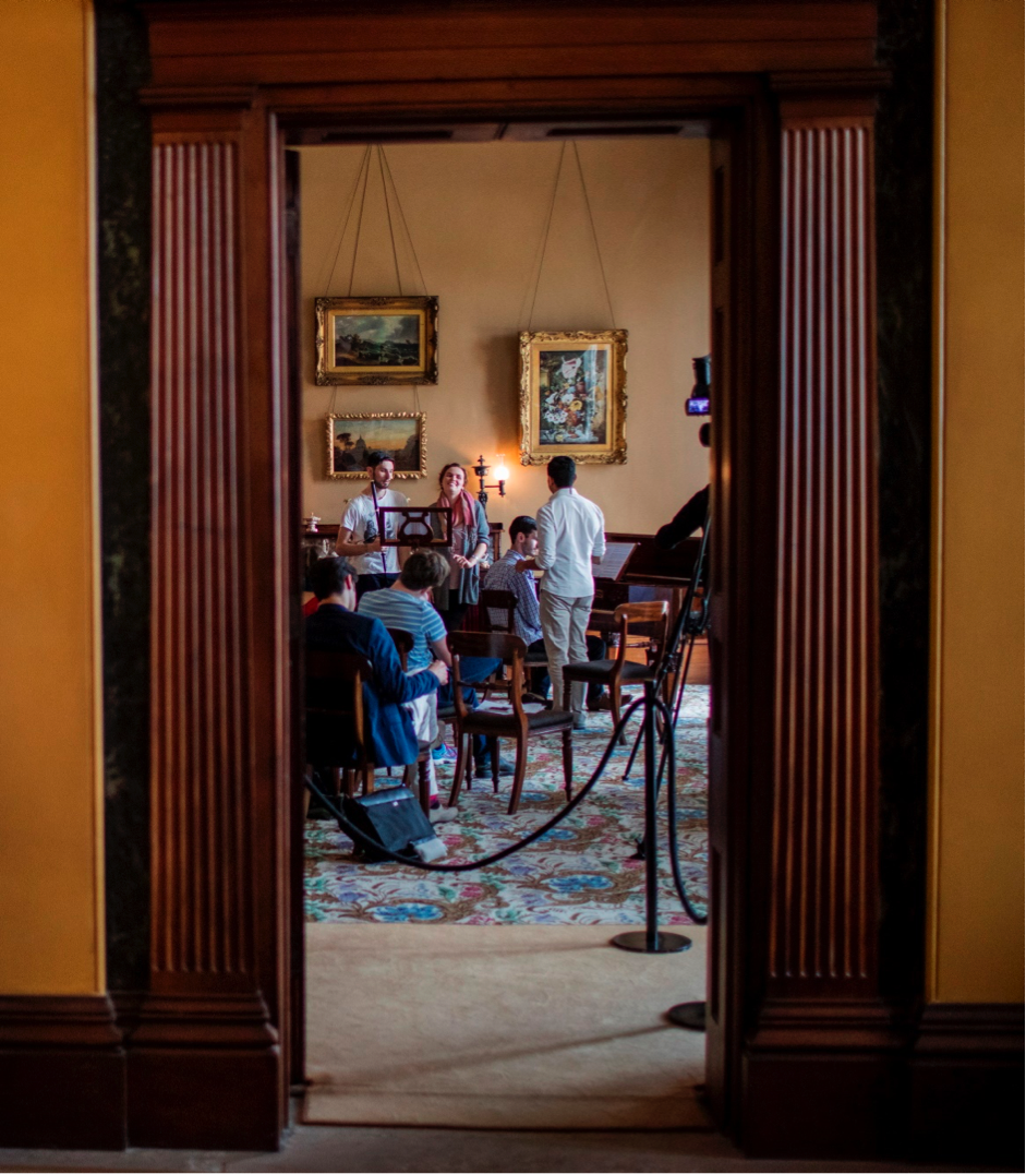 During a rehearsal in the Elizabeth Bay House drawing room. Photo (c) James Horan for Sydney Living Museums