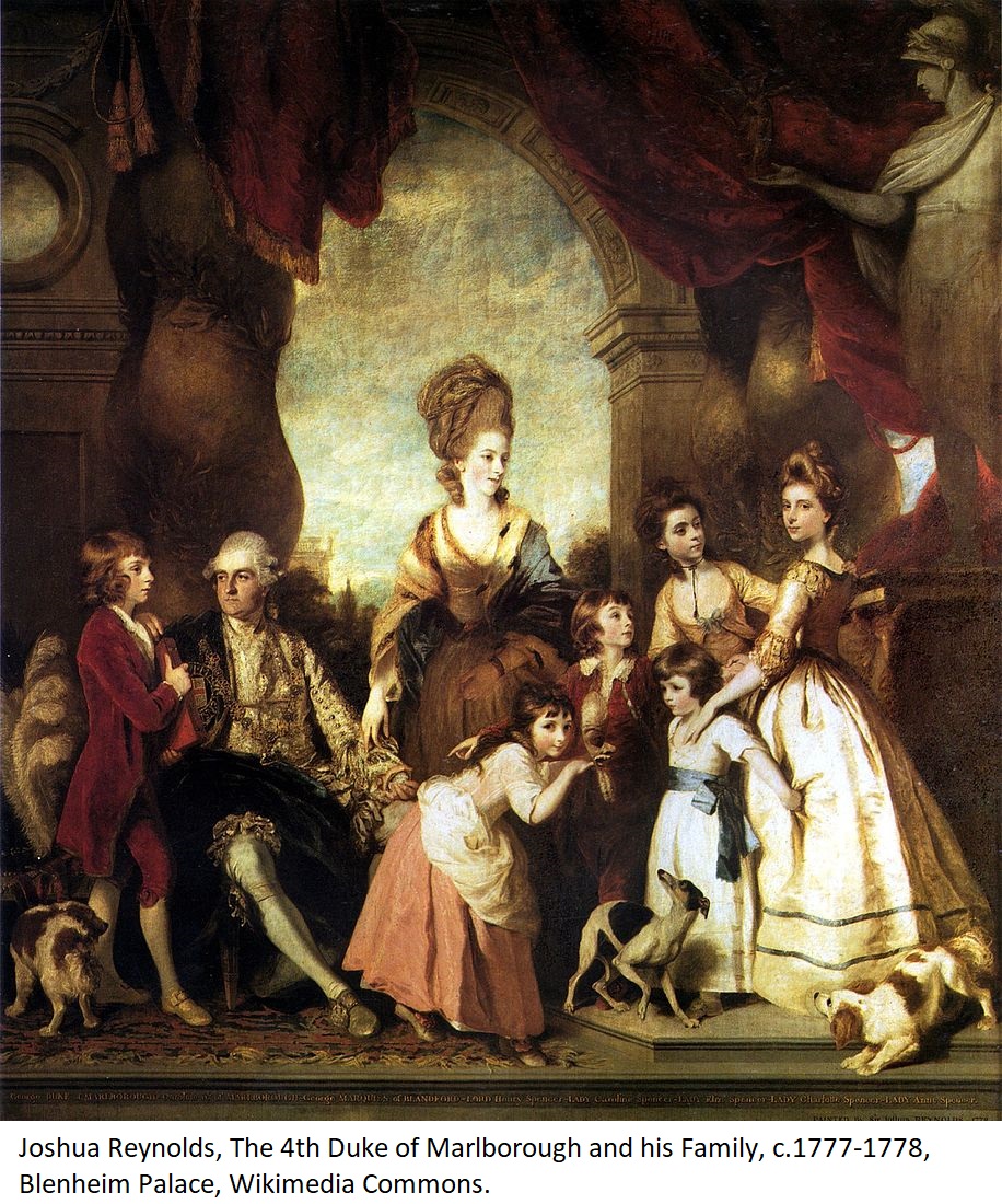 Joshua Reynolds, The 4th Duke of Marlborough and his Family, c.1777-1778, Blenheim Palace, Wikimedia Commons.