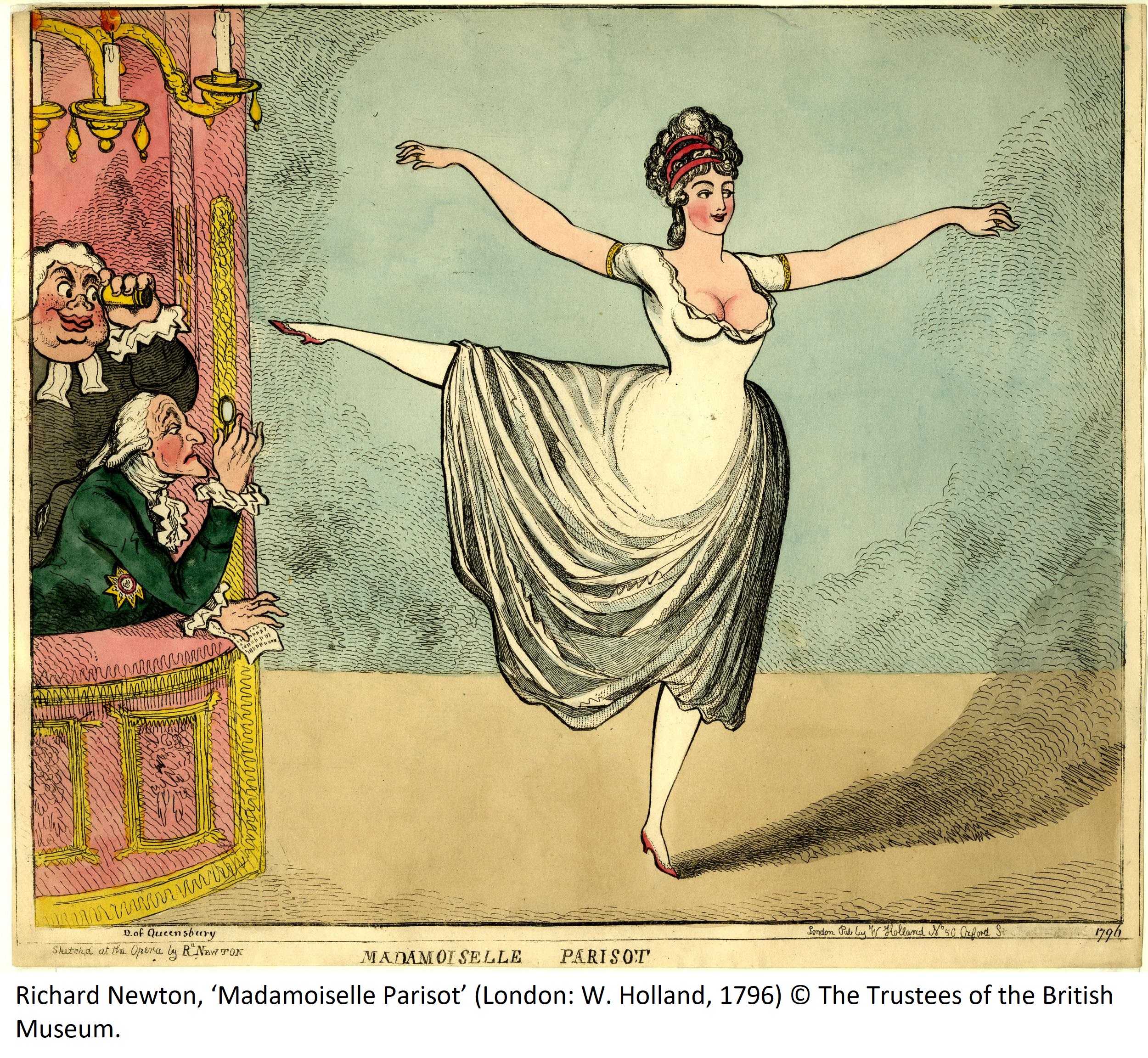 Richard Newton, ‘Madamoiselle Parisot’ (London: W. Holland, 1796) © The Trustees of the British Museum.