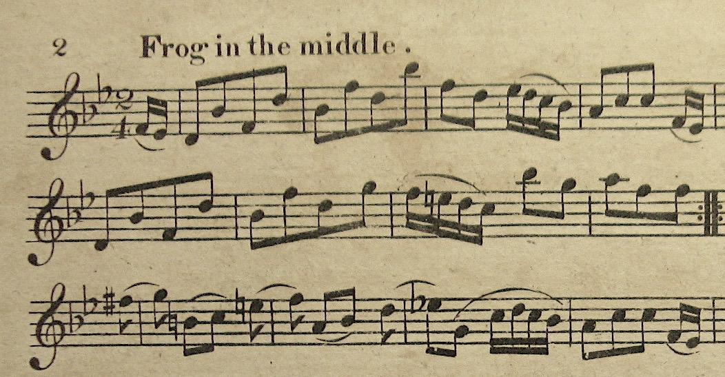 Extract of the score from Frog in the Middle, courtesy of the British Library Board, Music Collections a.9.aa.(2.), page 2.