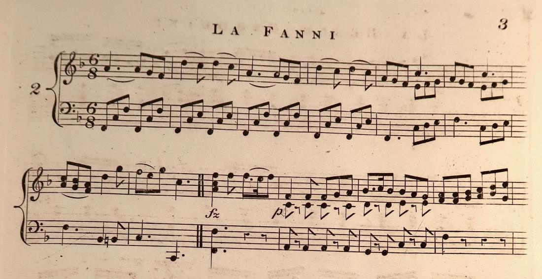 Extract of the score from The York Quadrilles, courtesy of the British Library Board, Music Collections h.925.aa.(15.), page 3.