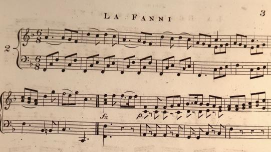 Extract of the score from The York Quadrilles, courtesy of the British Library Board, Music Collections h.925.aa.(15.), page 3.
